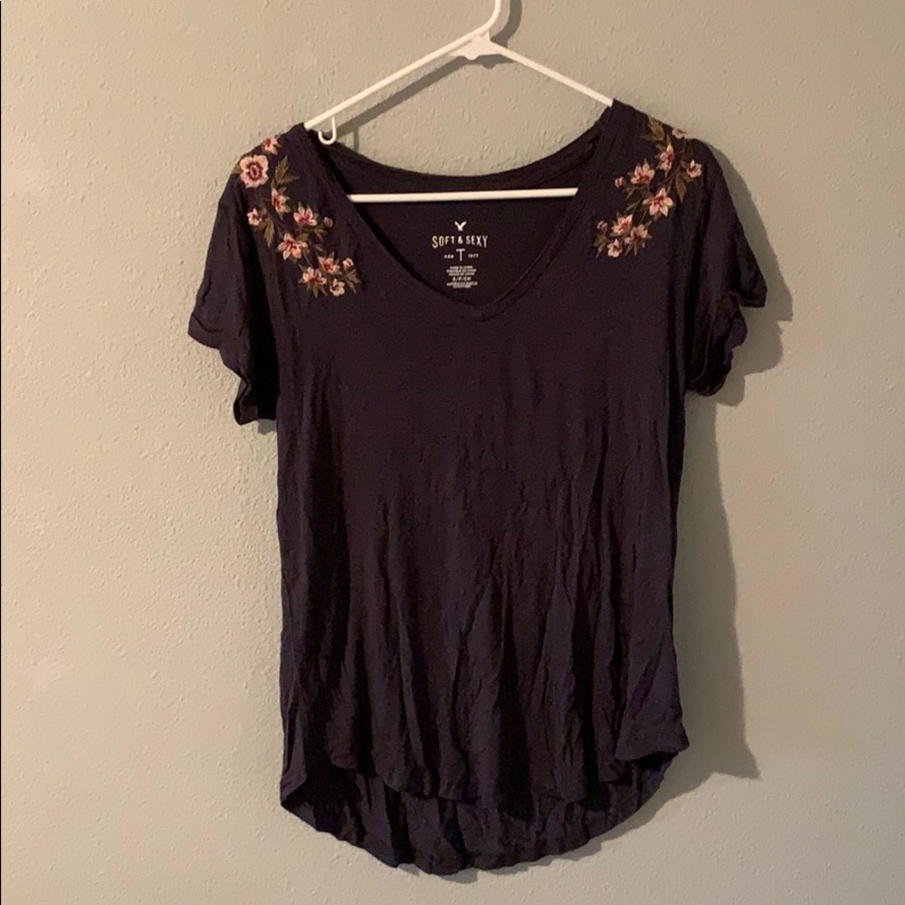 Gray Flower T Shirt - Size S